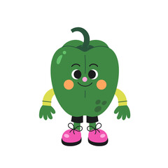 Cute green pepper illustration on a white background.