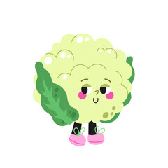 Cute cartoon cauliflower illustration on a white background.