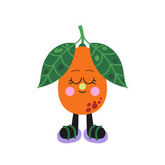 Cute kumquat illustration on a white background.