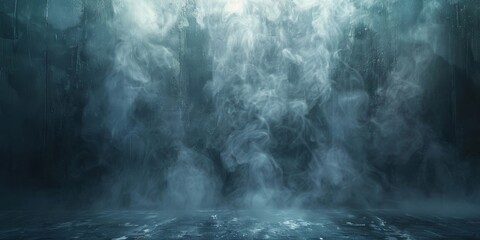 Empty dark abstract cement wall and gradient studio room with smoke float up interior texture for...