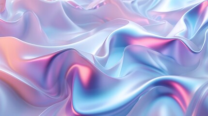 Tranquil Topaz: Heavenly 3D holographic waves in calming hues, top view.