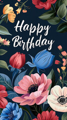 Joyous Birthday Wishes in a Burst of Floral Print