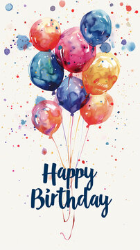 Happy Birthday Postcard with Balloons Ready for Print and Cherish