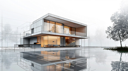 Boceto de arquitectura casa de dise&ntilde;o