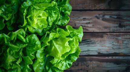 Close up of fresh Lettuces on a rustic wooden Table