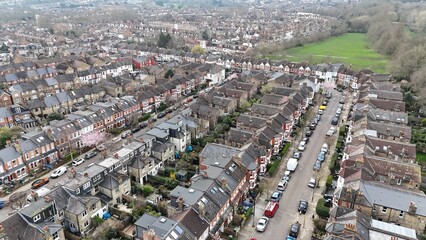 Hornsey North London Streets and roads UK drone,aerial .