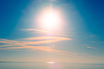 A beautiful spring skies in Northern Europe. Sky above with clouds. - obrazy, fototapety, plakaty