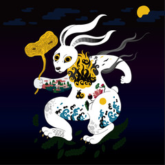 12월-2용맹한토끼_동양 일러스트 © Myfavoriteghost