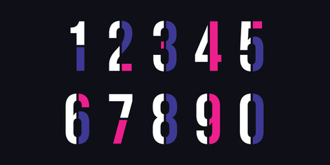 Number set vector font alphabet, modern dynamic flat design with brilliant colorful for your unique elements design.