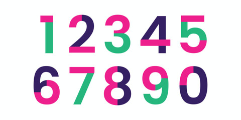 Number set vector font alphabet, modern dynamic flat design with brilliant colorful for your unique elements design.