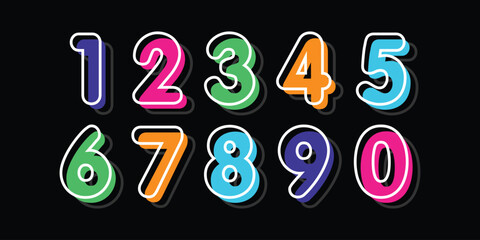 Number set vector font alphabet, modern dynamic flat design with brilliant colorful for your unique elements design.