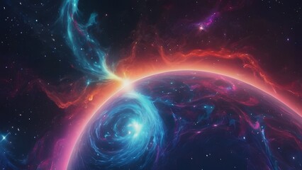 Obraz premium Vibrant space backdrop with colors