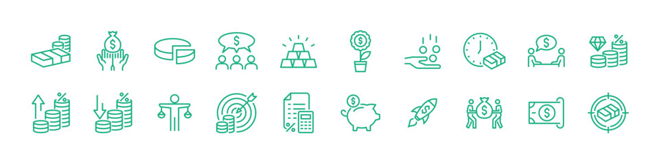 set of money icons, coin, income