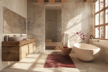 Sleek Modern Bathtub in Contemporary Bathroom,Luxurious Modern Bathtub with Stylish Fixtures