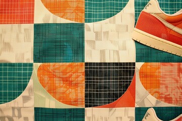 A vintage-inspired sportswear design featuring a textured background for added depth and dimension