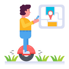 Customizable flat icon of a man riding unicycle 