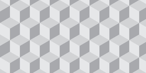 Seamless abstract white and gray stripe rectangles hexagon type cube geometric pattern. modern square diamond mosaic pattern. retro ornament grid tiles and wallpaper used for background.
