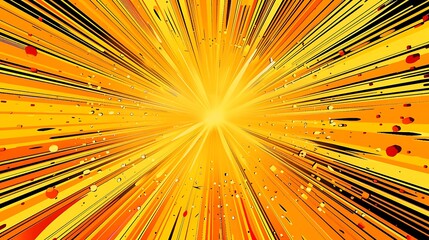 Abstract colorful yellow and orange exploding comic starburst half tone background