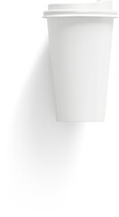 White paper cup isolated on transparent background , can be used in a variety of industries, such as food and beverage, cosmetics, and electronics.