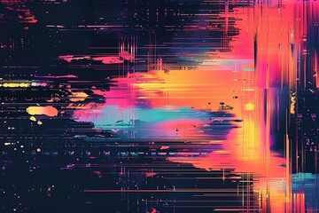 Push the boundaries of sportswear design with this abstract glitch print. Layered on a textured background, the design features a play of vibrant colors for a truly unique statement