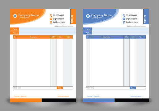 Invoice Cash Memo Template Design
