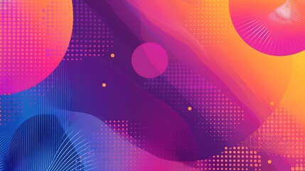 Abstract modern trendy color gradient background with halftone geometric shapes