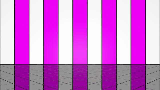 Wand aus leuchtenden rosa und wei&szlig;en Elementen wechselt die Farben