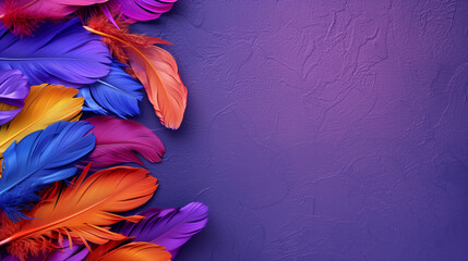 Feathers on a purple background