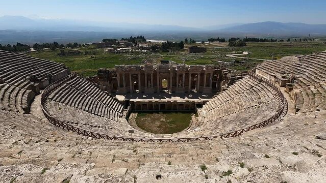 Roman amphitheater in the Pamukkale plain, Turkey