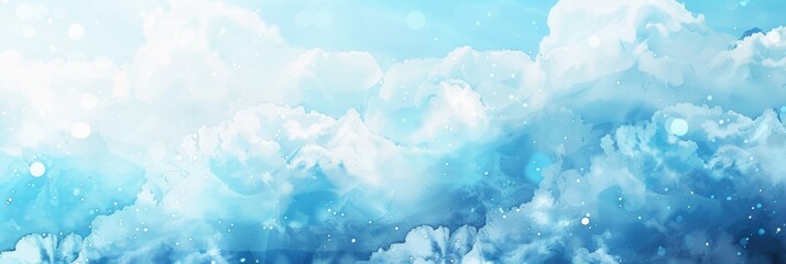 White And Blue Background. Panoramic Landscape with Abstract Soft Cloudscape