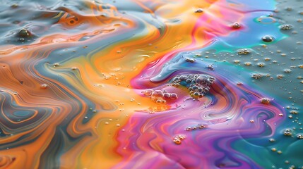 Captivating Collision of Colors A Surreal Oil Slick on the Water s Surface