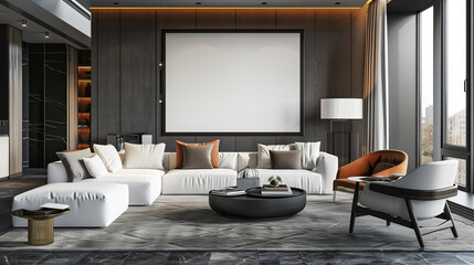 mock up of a modern gray living room