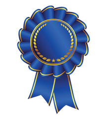 elegant blue ribbon award with gold accents