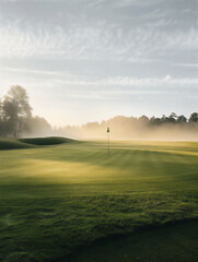  feature a serene golf course at sunrise, showing a clear sky, and well-manicured fairways , the images start a new journey in golf. 