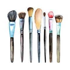 set of brushes isolated on white background