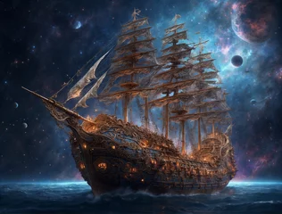 Gordijnen ship in the sea © Kim