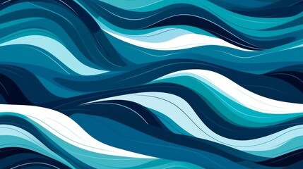 Abstract vector art capturing the energy of a stormy sea, with bold curve lines illustrating the tumultuous water waves - obrazy, fototapety, plakaty