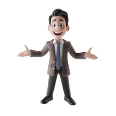 Businessman cartoon 3d model isolated on transparent