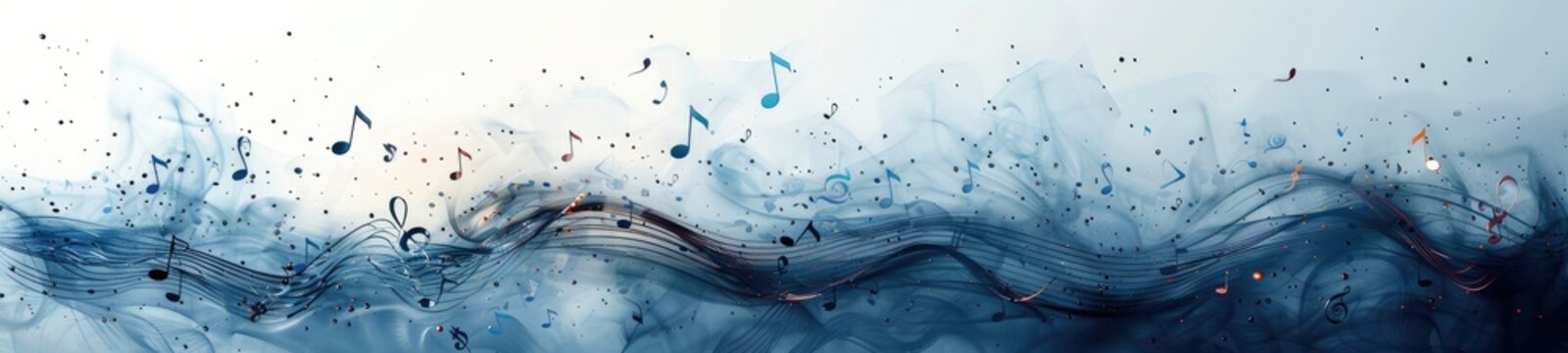 Abstract magical musical notes floating