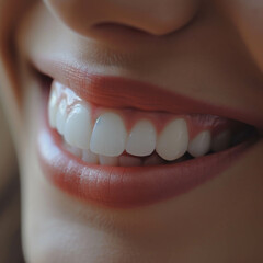 Beautiful smiling young woman with healthy white teeth cleaning isolated
