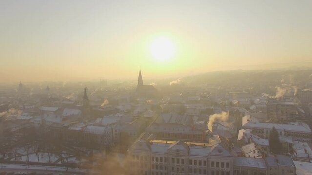 Cluj Napoca morning aerial view, Cluj, Romania