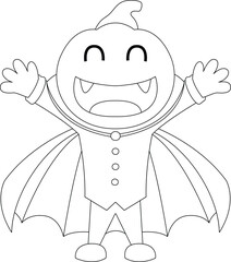 Vampire Halloween Pumpkin Vector Graphic Art Illustration