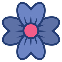 red and blue flower cartoon