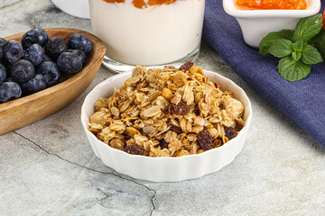 Granola museli cereal for breakfast