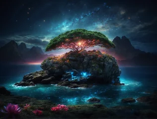 Poster tropical island at night © Karla