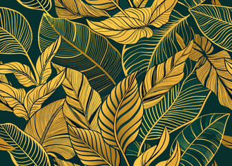 Fototapeta na wymiar Tropical Leaf Wallpaper Luxury Nature Leaves Pattern for Exotic Design