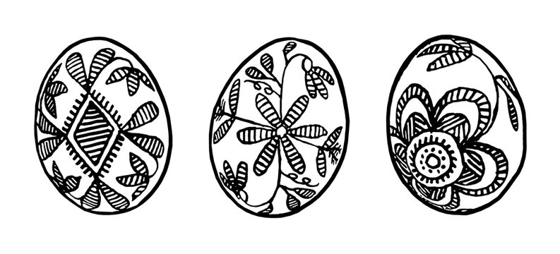 Set of hand drawn easter eggs