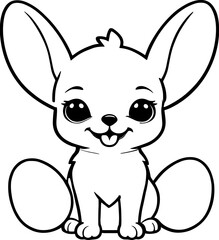 Happy Chihuahua dog sitting with easter eggs png, cute cartoon clipart for nursery, children's book, party, kid-friendly character, baby shower, dog lover, pet shop, coloring book, Easter day