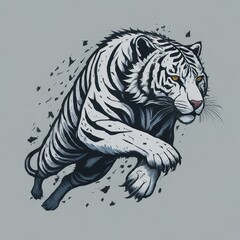 Flat logo of Tiger Vector illustration Generative ai 