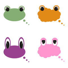 Geometric Frame set with funny Eyes. Blank animal silhouette Textbox Shape collection. Funky Speech Balloons design kit. Vector illustration can used web and social media design. EPS 10	